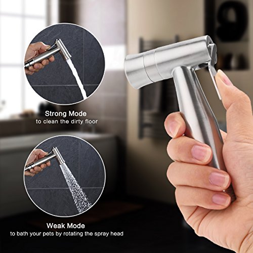 AOZBZ 2 Modos Cabeza de Bidé de Mano Shattaf Pulverizador, Acero Inoxidable Bidet de Ducha de Baño Spray Faucet G1/2 Conectore