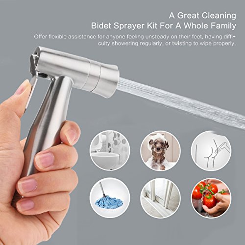 AOZBZ 2 Modos Cabeza de Bidé de Mano Shattaf Pulverizador, Acero Inoxidable Bidet de Ducha de Baño Spray Faucet G1/2 Conectore