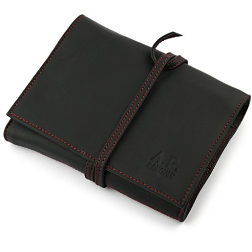 A.P. Donovan - Caja de lápiz caja de lápiz de cuero - Pen titular caso - Funda de cuero Negro