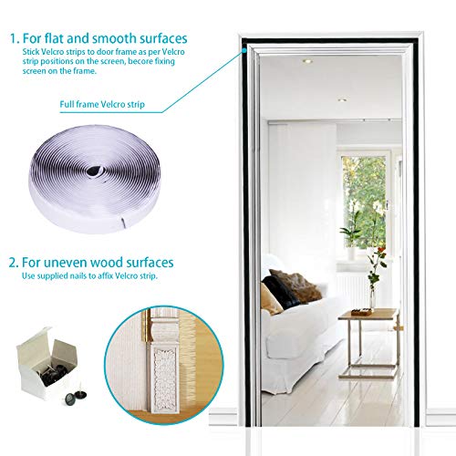 Apalus Cortina Mosquitera Para Puertas. Tejido Súper Fino Para Dejar Pasar El Aire.Cierre Magnético Automático Que Evita el Paso de Insectos. Fácil de ensamblar (100x210 Negro)