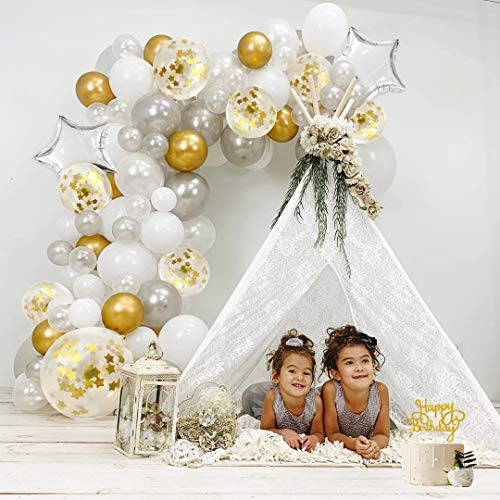 APERIL Globos de Oro de Confeti, Feliz cumpleaños Decoraciones de Fiesta, Globos Happy Birthday, Globos de Oro, Globos de látex, estandarte Dorado, Globos de Papel de Estrella