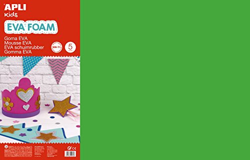 APLI Kids 12761-Goma EVA verde 600 x 400 mm 5 hojas