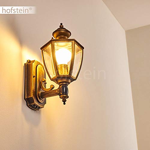 Aplique para exterior Batie de metal en dorado/negro con cristales de plástico, 1 x E27, máx 60 vatios, con detector de movimiento y estilo retro/vintage, ideal para terraza y patio