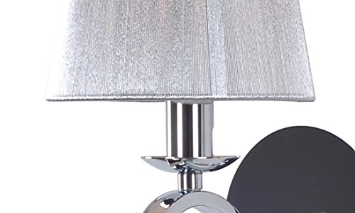 Aplique pared habitación o salón | Acabado cromo y pantalla hilo plateado | 1 luz | Ideal para habitación o hotel | Admite LED | Elegante, moderna, clásica, diseño