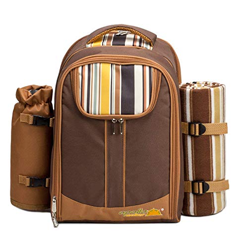 apollo walker 4 Person Picnic Backpack Hamper Cooler Bag con Juego de Mesa y Manta