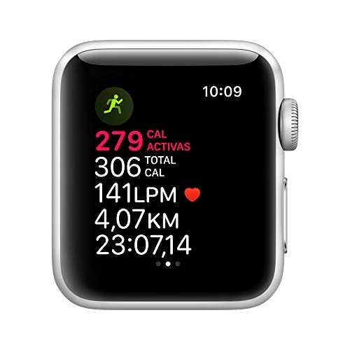 Apple Watch Series 3 (GPS) con caja de 38 mm de aluminio en plata y correa deportiva, Blanca