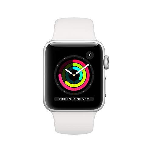 Apple Watch Series 3 (GPS) con caja de 38 mm de aluminio en plata y correa deportiva, Blanca