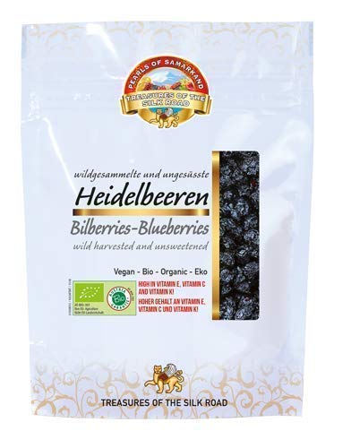 Arándanos azules silvestres deshidratados sin azucar añadido ecológicos 100 gr orgánicos 100% naturales crudos Bio 100g organic dried bilberries unsweetened