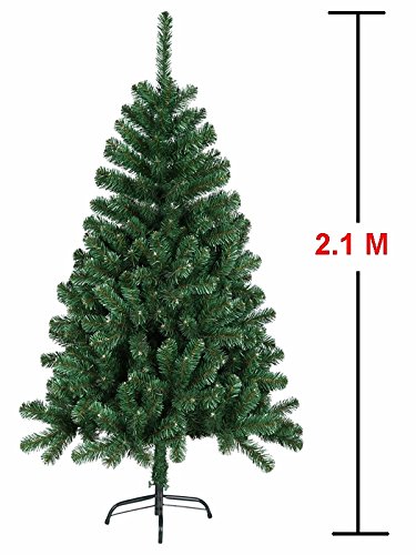 Árbol de Navidad artificial de MCTECH, disponible en otros tamaños, color: verde, de PVC, 210 cm