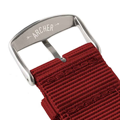 Archer Watch Straps | Repuesto de Correa de Reloj de Nailon para Hombre y Mujer, Correa Fácil de Abrochar para Relojes y Smartwatch | Rojo, 18mm