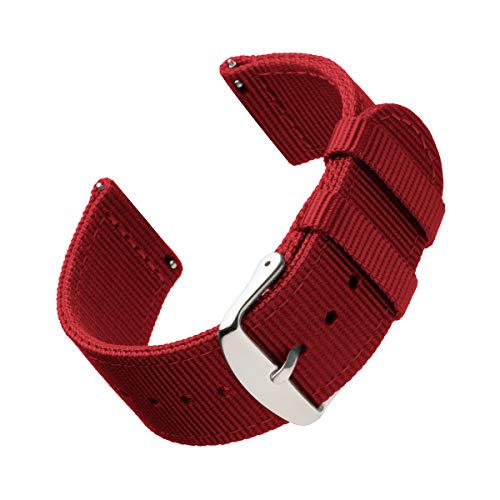 Archer Watch Straps | Repuesto de Correa de Reloj de Nailon para Hombre y Mujer, Correa Fácil de Abrochar para Relojes y Smartwatch | Rojo, 18mm