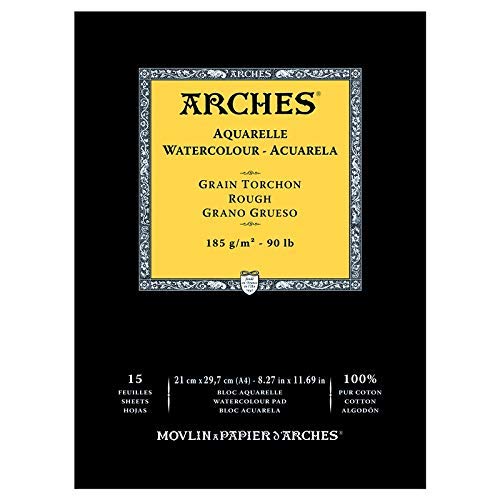 Arches - Bloc De Papel De Acuarela Con 15 Hojas, Grano Grueso, A4
