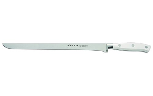 Arcos Serie Riviera Blanc - Cuchillo Jamonero - Hoja de Acero Inoxidable Forjado NITRUM 300 mm - Mango de Polioximetileno (POM) Color Blanco
