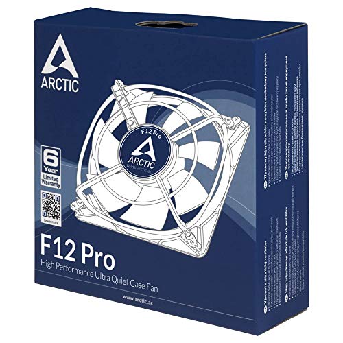 ARCTIC F12 Pro – 120 mm Ventilador de Caja para CPU, Motor Muy Silencioso con Exclusivo Sistema Antivibración, Computadora, 1500 RPM – Gris/Blanco
