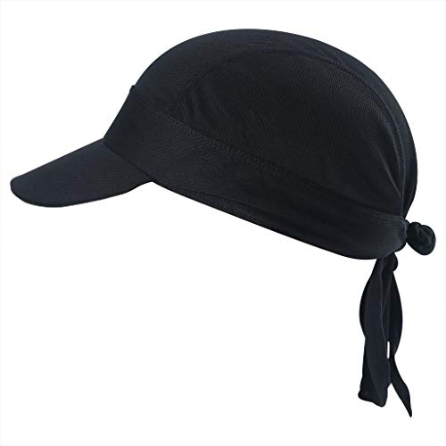 Arcweg Pañuelos de Cabezas Hombres Bandanas Verano Gorros Piratas de Ciclismo con Visera Malla Transpirable UV Protección UPF 50＋Running Deportes al Aire Libre Negro para Cabeza 54-62cm