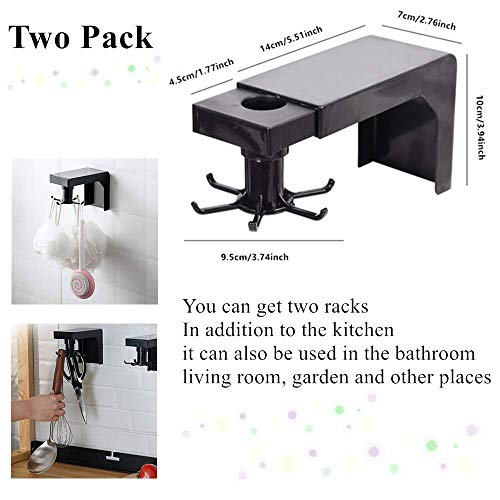Arespark Soporte para Utensilios de Cocina, 2 Piezas Sin Perforar Ganchos de Pared, Soporte Organizadores con 6 Ganchos, Giratorio Gancho Autoadhesivo Multifuncional para el Hogar o el Jardín
