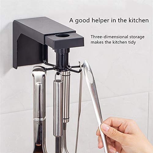 Arespark Soporte para Utensilios de Cocina, 2 Piezas Sin Perforar Ganchos de Pared, Soporte Organizadores con 6 Ganchos, Giratorio Gancho Autoadhesivo Multifuncional para el Hogar o el Jardín