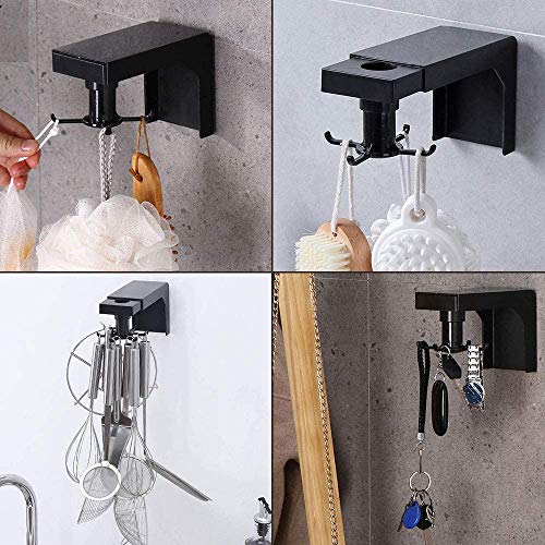 Arespark Soporte para Utensilios de Cocina, 2 Piezas Sin Perforar Ganchos de Pared, Soporte Organizadores con 6 Ganchos, Giratorio Gancho Autoadhesivo Multifuncional para el Hogar o el Jardín