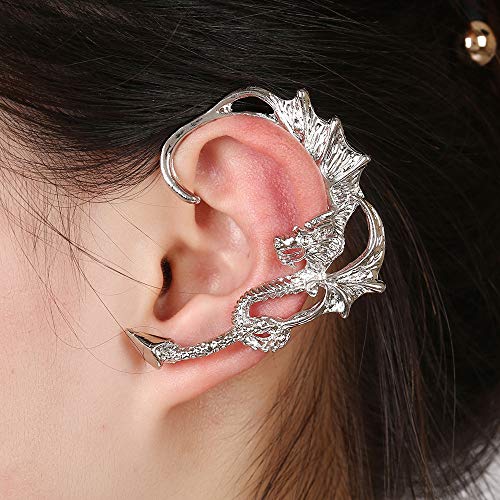 Aretes Elegantes Punk Dragon Wing Ear Cuff   Pendiente Antiguo Metal Plata Oro Bronce   Dragon Animal Rock Pendiente Gótico Joyas De Regalo   Oreja Izquierda-Oro