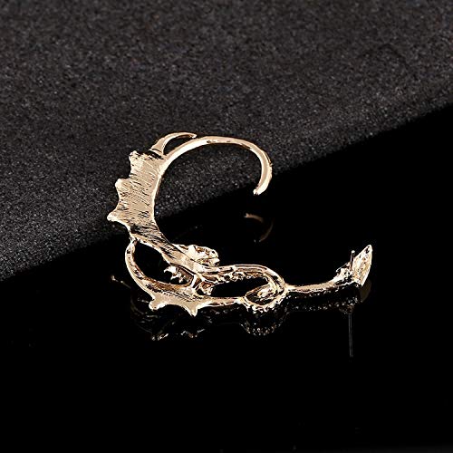 Aretes Elegantes Punk Dragon Wing Ear Cuff   Pendiente Antiguo Metal Plata Oro Bronce   Dragon Animal Rock Pendiente Gótico Joyas De Regalo   Oreja Izquierda-Oro