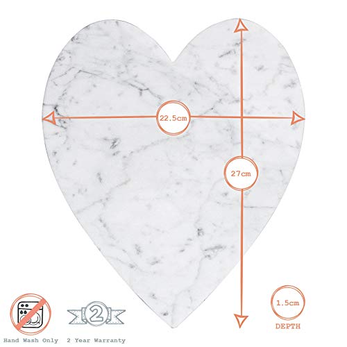Argon Tableware Bandeja para Servir con Forma de corazón - Mármol - Blanco - 230 x 270 mm
