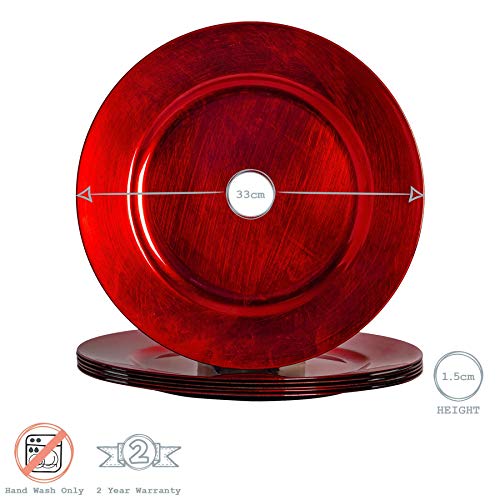 Argon Tableware Platos de Sitio Rojos - 330mm - 6 Unidades
