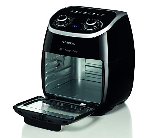Ariete 4619 Freidora de aire y horno en uno, 11 L, multifunción, temporizador 60 minutos, puerta transparente extraíble, temperatura 80 - 200º C, 2000 W, negro