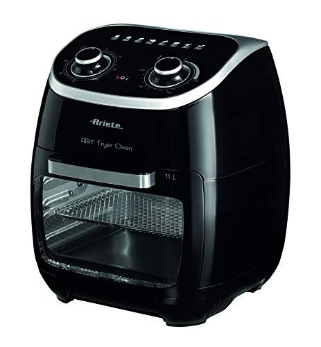 Ariete 4619 Freidora de aire y horno en uno, 11 L, multifunción, temporizador 60 minutos, puerta transparente extraíble, temperatura 80 - 200º C, 2000 W, negro