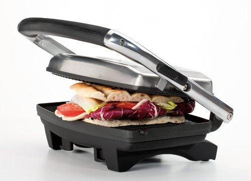 Ariete Grill y Plancha Eléctrica Slim 1911 - Doble Función y Sandwichera, 1000 W, Acero Inoxidable, Color Plata