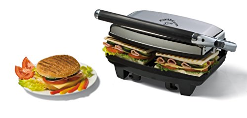 Ariete Grill y Plancha Eléctrica Slim 1911 - Doble Función y Sandwichera, 1000 W, Acero Inoxidable, Color Plata