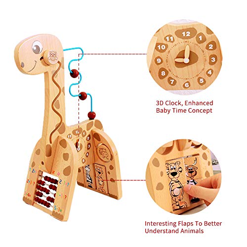 Arkmiido Cubo de Actividad de Madera 6 en 1 para bebé Ciervo Cubo de Madera Juguete Regalo de Juguete Educativo para niños pequeños y niños