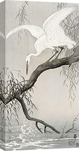 ART PRINT CAFE' – Cuadro en Canvas, Arte japonés - Ohara Koson – Garza Blanca en la Rama de un árbol – Impresion sobre Lienzo 70x35 cm