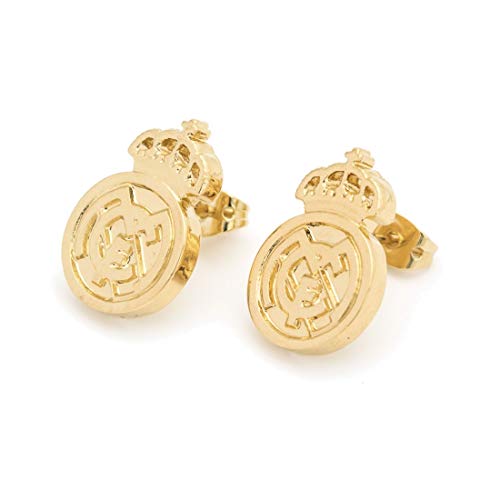 ART3 Pendientes escudo Real Madrid presión (12x18mm) (Oro amarillo)