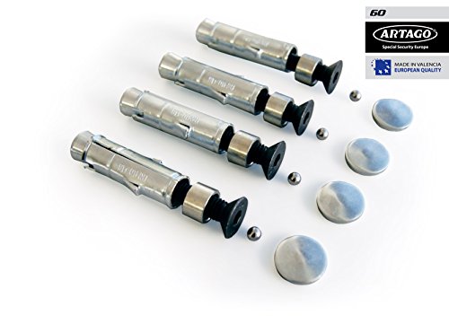 Artago 61 Anclaje Suelo Alta Seguridad Doble Puente Homologado Sold Secure, Tacos Especiales Blindados, Azul