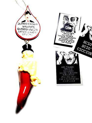 Artesanal ricevi 1 placa de colgar y Imán Imán Toto 'Cuerno alta 23 cm aprox. X Bar Casa restaurantes tiendas contra la Sfortuna y una tarjeta Toto' Omaggio a sorpresa Horn charms Lucky Napoli