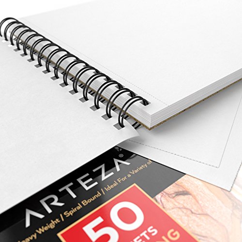 Arteza Cuadernos de dibujo | Pack de 2 blocs de 50 hojas cada uno | Papel grueso de 130g | para dibujo artístico con medios secos