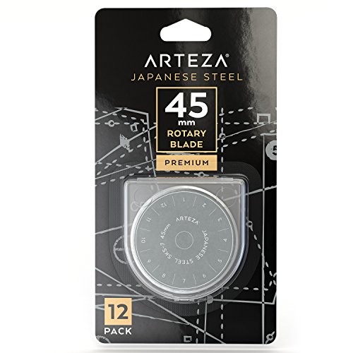 ARTEZA Cuchillas Circulares de Cutter para Corte de Tela - Pack de 12 Hojas 45mm