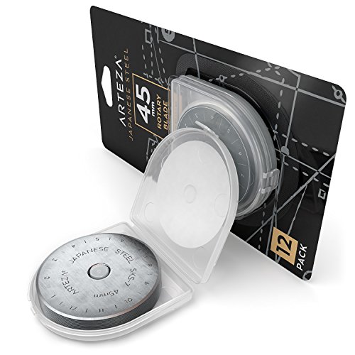 ARTEZA Cuchillas Circulares de Cutter para Corte de Tela - Pack de 12 Hojas 45mm