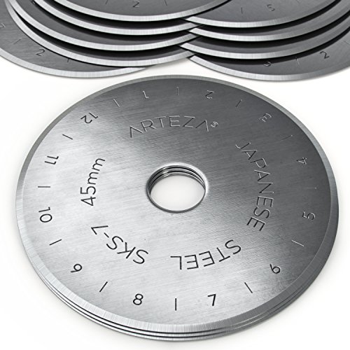 ARTEZA Cuchillas Circulares de Cutter para Corte de Tela - Pack de 12 Hojas 45mm