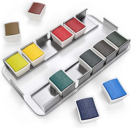 Arteza Estuche de pinturas de acuarela | 12 medias pastillas | 12 Colores surtidos | Incluye 1 pluma de pincel de agua