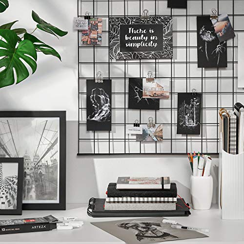 Arteza Juego de bolígrafos gel blanco, paquete de 12 unidades, bolígrafo de gel blanco para diseños artísticos con puntas de 0,6 mm, 0,8 mm y 1,00 mm, bolígrafos blancos para dibujo, notas y bocetos