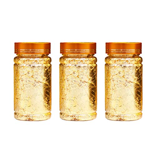 Artibetter 3 piezas de hojuelas de pan de oro hojuelas de papel de oro para uñas boda ducha decoración de alimentos para pasteles de fiesta 3g (estilo dorado)