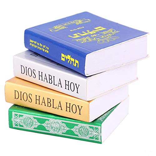Artibetter 4 Piezas 1: 6 Biblia en Miniatura Iglesia Religiosa Cristiano Jesús Libro Estatuilla Ornamento de Escritorio para La Casa de Muñecas Sala de Estar Dormitorio Decoración