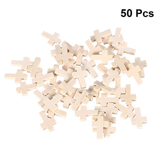 Artibetter 50PC Natural Unfinished madera cruz colgantes perlas 2.3x1.6 cm para proyectos de joyería de artesanía DIY