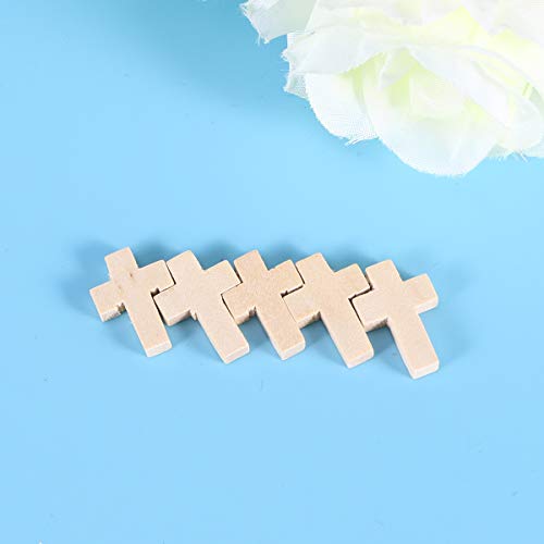 Artibetter 50PC Natural Unfinished madera cruz colgantes perlas 2.3x1.6 cm para proyectos de joyería de artesanía DIY