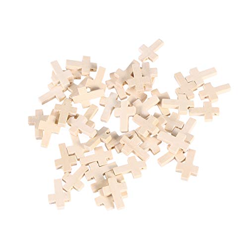 Artibetter 50PC Natural Unfinished madera cruz colgantes perlas 2.3x1.6 cm para proyectos de joyería de artesanía DIY