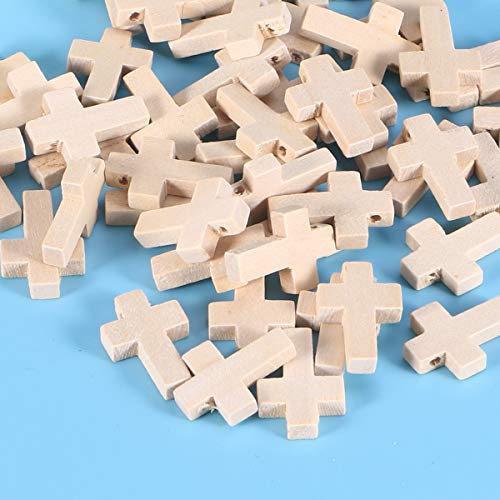 Artibetter 50PC Natural Unfinished madera cruz colgantes perlas 2.3x1.6 cm para proyectos de joyería de artesanía DIY