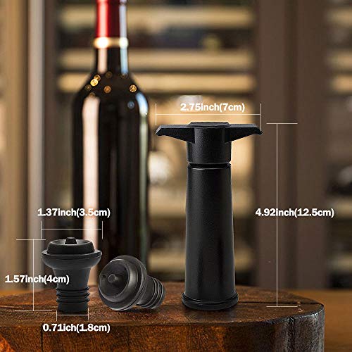 ARTKIVA - Concierto de ahorro de vino - negro | 1 x bomba de vacío + 4 x tapón de vino de vacío + 1 x vertedores + 1 x sacacorchos de camareros