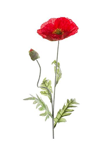 artplants.de Amapola, Rojo, 70cm - Papaver Artificial - Flor Decorativa