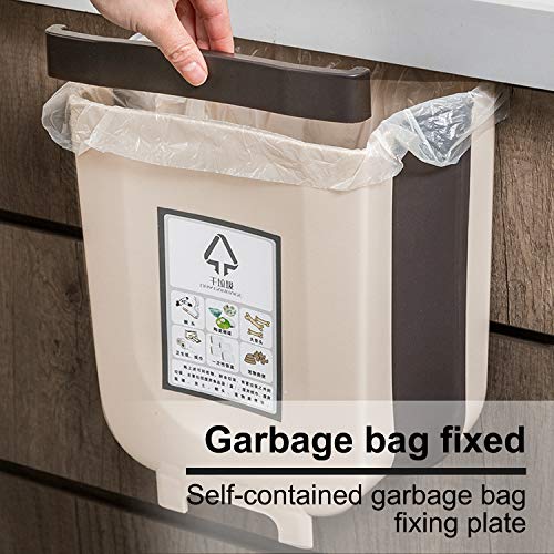 Arvioo Cubos de Basura Plegable Bote de Basura Colgante Basurero Plegable Basura Extraible para la Cocina, Dormitorio y Coche, Marrón